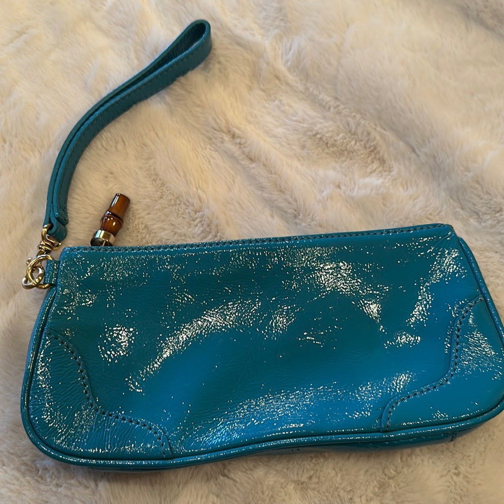 Vintage Talbots clutch with bamboo pull. Excellent condition